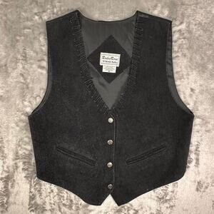 Vintage Rodeo Rose Black Western Style Genuine Leather Vest Size Medium